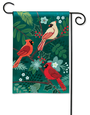 Boho Cardinals Garden Flag  Sunny with Thunderstorms