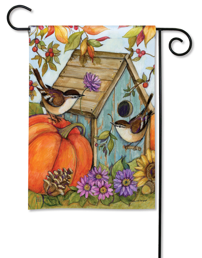 Autumn Birdhouse Garden Flag