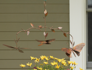 Metal Hanging Butterfly Branch Mobile outside on porch