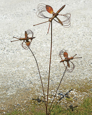 Triple Dragonfly Garden Stake