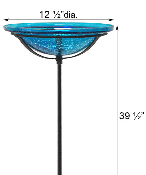 Achla Crackled Glass Bird Bath dimensions