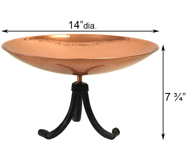 Copper-Plated Bird Bath with Tripod Stand