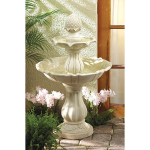 Beautiful Pineapple/Acorn 2 Tier Fountain in outdoor entryway setting