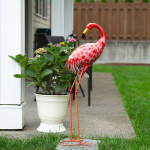 Fabulous American Flamingo Statue Looking Back in yard