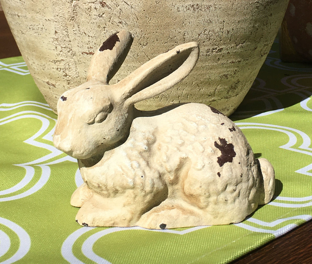 Cast Iron Bunny Statue Sunny with Thunderstorms
