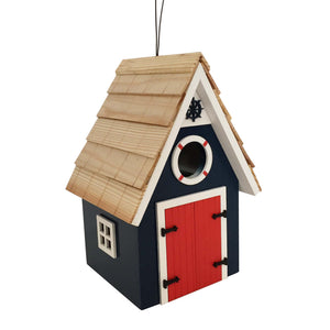 Dockside Cabin Bird House Blue  Sunny with Thunderstorms