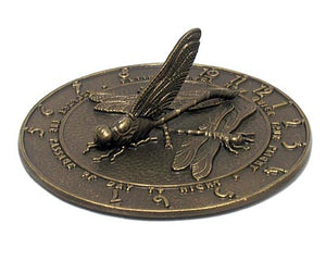 Dramatic Aluminum Dragonfly Sundial in French Bronze