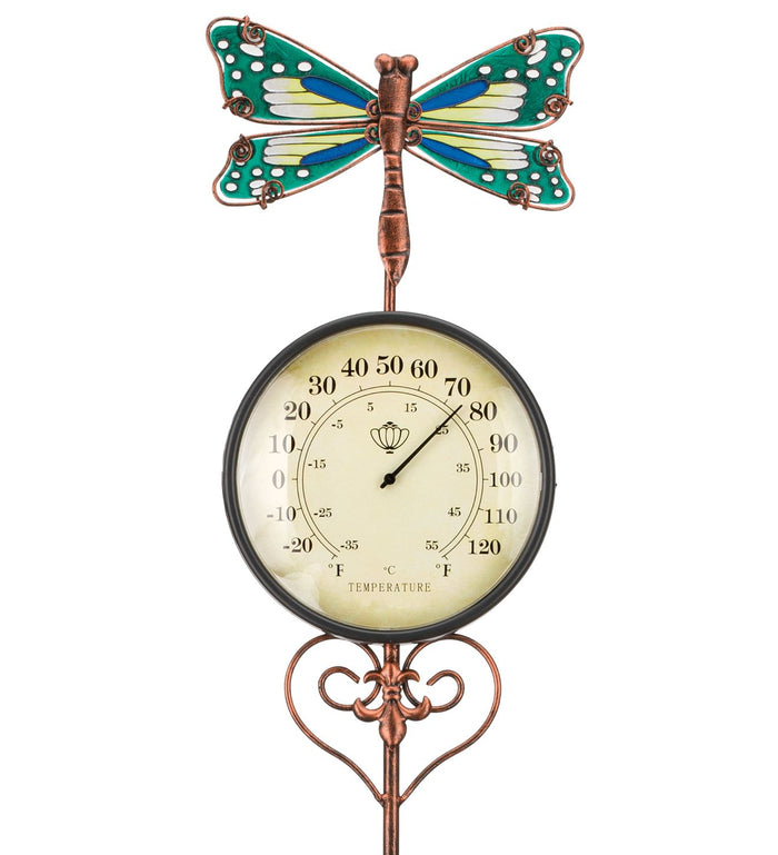 Garden Thermometer Stake with Dragonfly