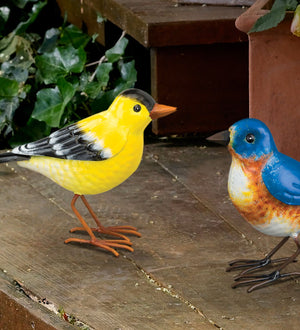 Metal Goldfinch Replica with Bluebird Replica