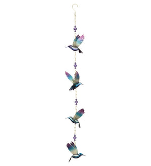 Purple Metal Hummingbird Hanging Ornament full length