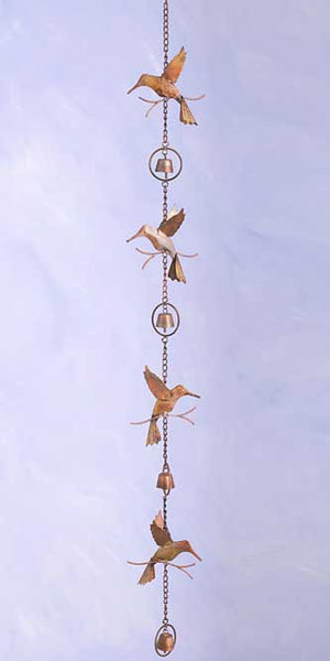 Decorative Hanging Chain with Hummingbirds and Bells