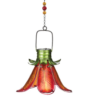 Orange Lily Solar Flower Lantern Hanging Ornament