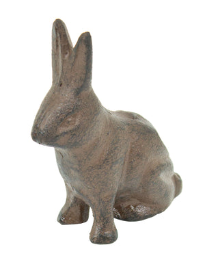 Cast Iron Rabbit for Tabletop or planters with rustic brown finish