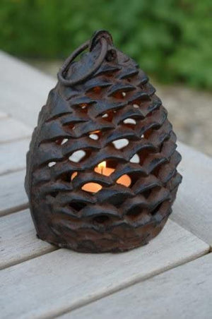 Cast Iron Pine Cone Lantern Sunny with Thunderstorms