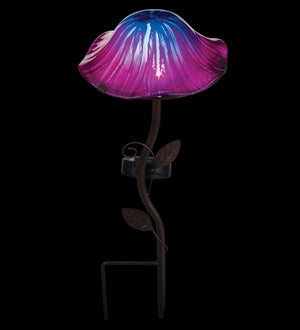 Pink Lave Solar Mushroom Stake  Sunny with Thunderstorms