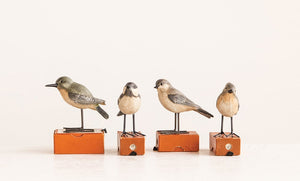 Quartet of Resin Birds with Metal Feet