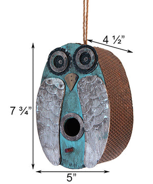 Rustic Owl Bird House  with dimensions