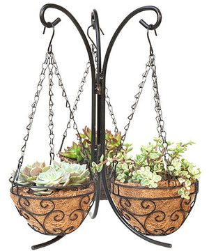 Tabletop Planter Stand with three mini hanging baskets