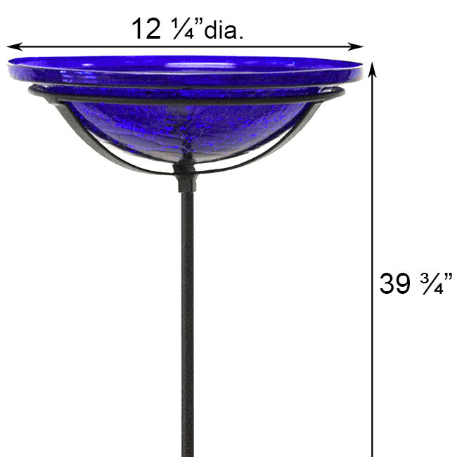 Achla Crackled Glass Bird Bath dimensions