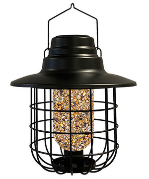 Modern Farmhouse Caged Lantern Bird Feeder and solar light