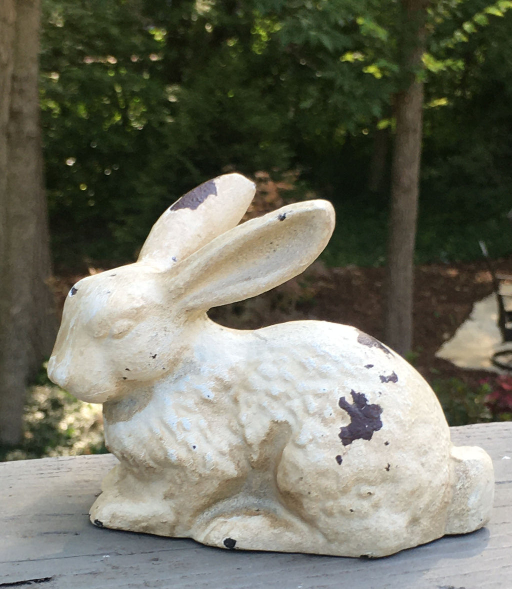 Cast Iron Bunny Statue Sunny with Thunderstorms