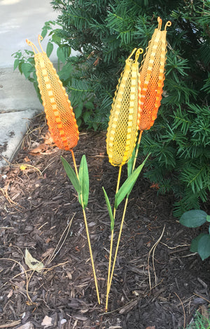 Corn Stalk Garden Stake Set of Three