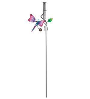 Rain Gauge Stake with Dragonfly full length