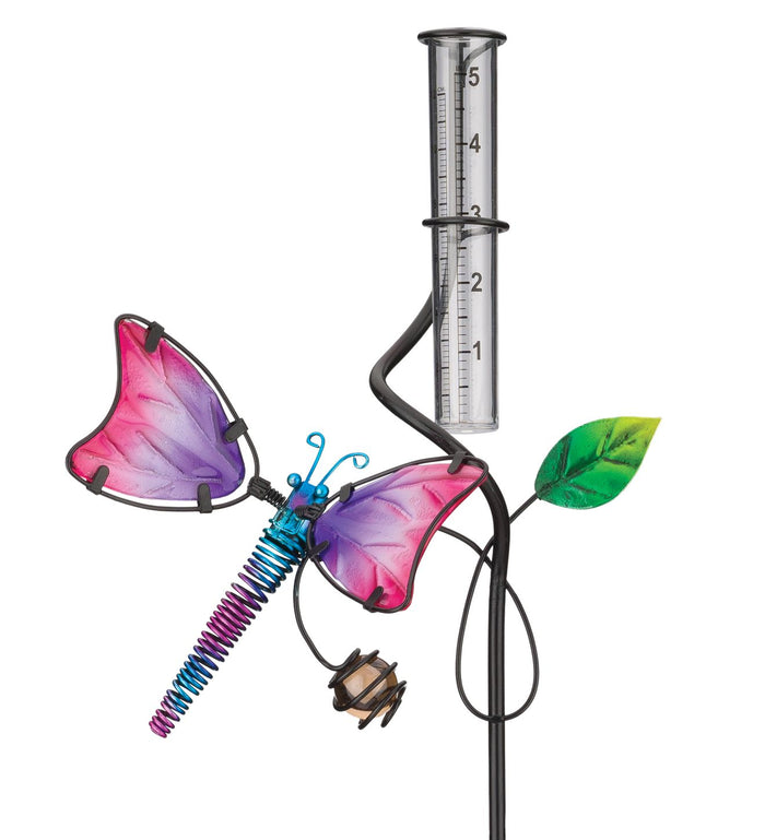 Rain Gauge Stake with Dragonfly