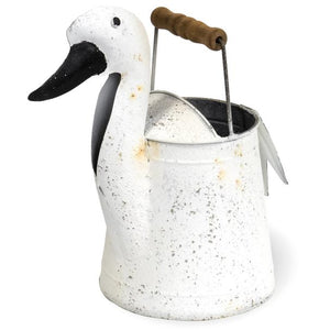 Rustic Metal Farmhouse Goose Bucket with wood handle