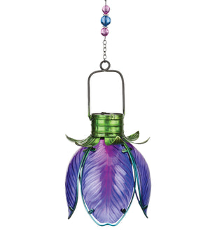 Purple Iris Solar Lantern Hanging Ornament